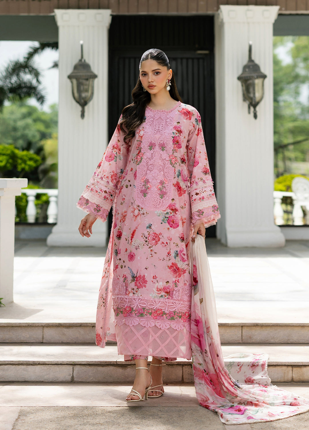 Signature by Elaf Unstitched Embroidered Lawn 3 Piece Suit EL26USLE Mira ESG-4B - Eid Collection