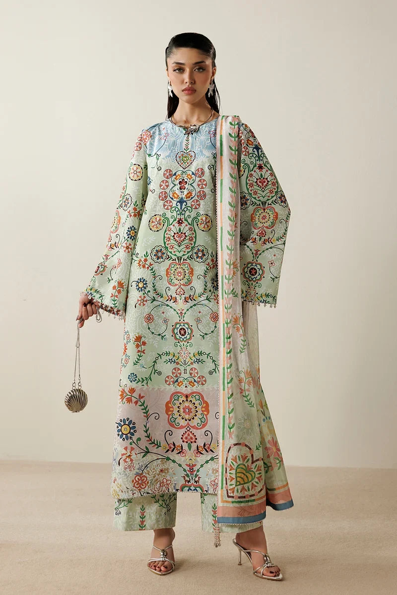 Orlina by Jazmin Unstitched Printed Rawsilk 3 Piece Suit JZ26UO OR26-D10 - Festive Collection