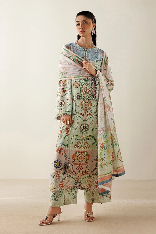Orlina by Jazmin Unstitched Printed Rawsilk 3 Piece Suit JZ26UO OR26-D10 - Festive Collection