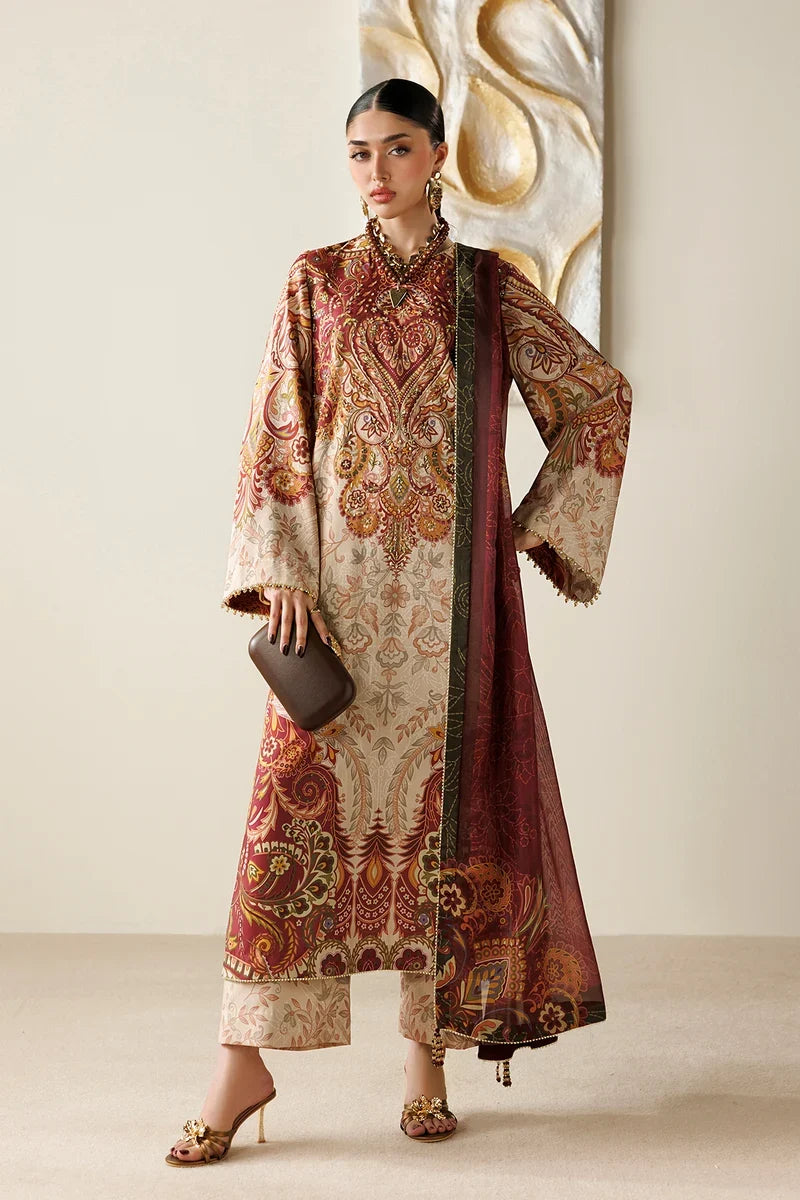 Orlina by Jazmin Unstitched Printed Rawsilk 3 Piece Suit JZ26UO OR26-D08 - Festive Collection