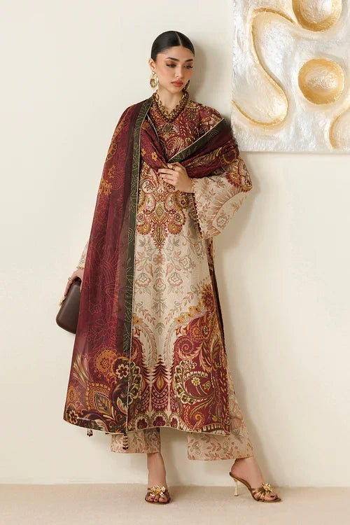 Orlina by Jazmin Unstitched Printed Rawsilk 3 Piece Suit JZ26UO OR26-D08 - Festive Collection