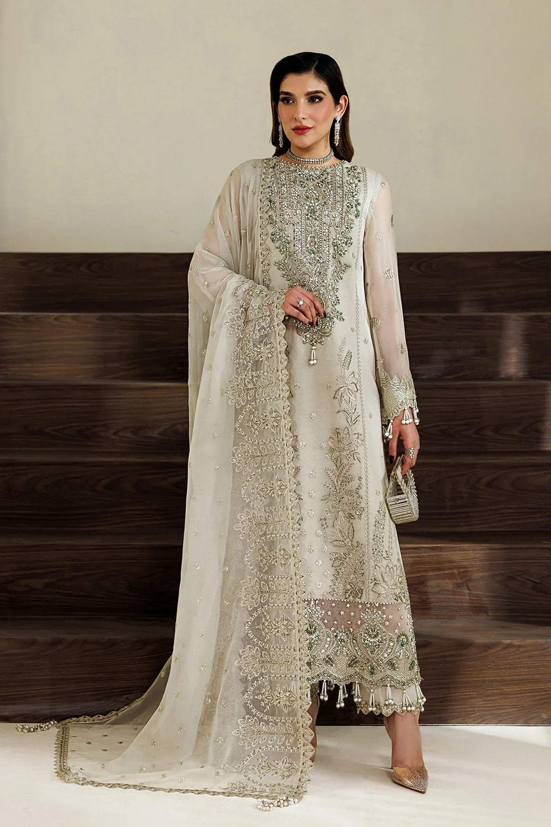 Alizeh Fashion Unstitched Embroidered Chiffon 3 Piece Suit AF26UCF AF-BHM-4074-Navya - Festive Collection