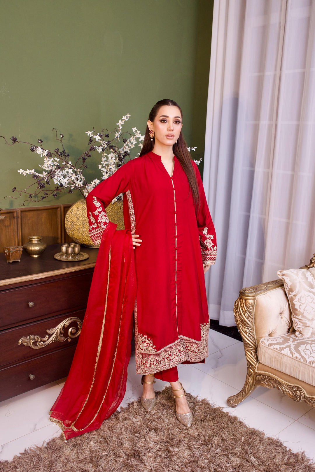 Dilkash by Reezas Women Pret 3 Piece Embroidered Slik Aabroo - Festive Collection