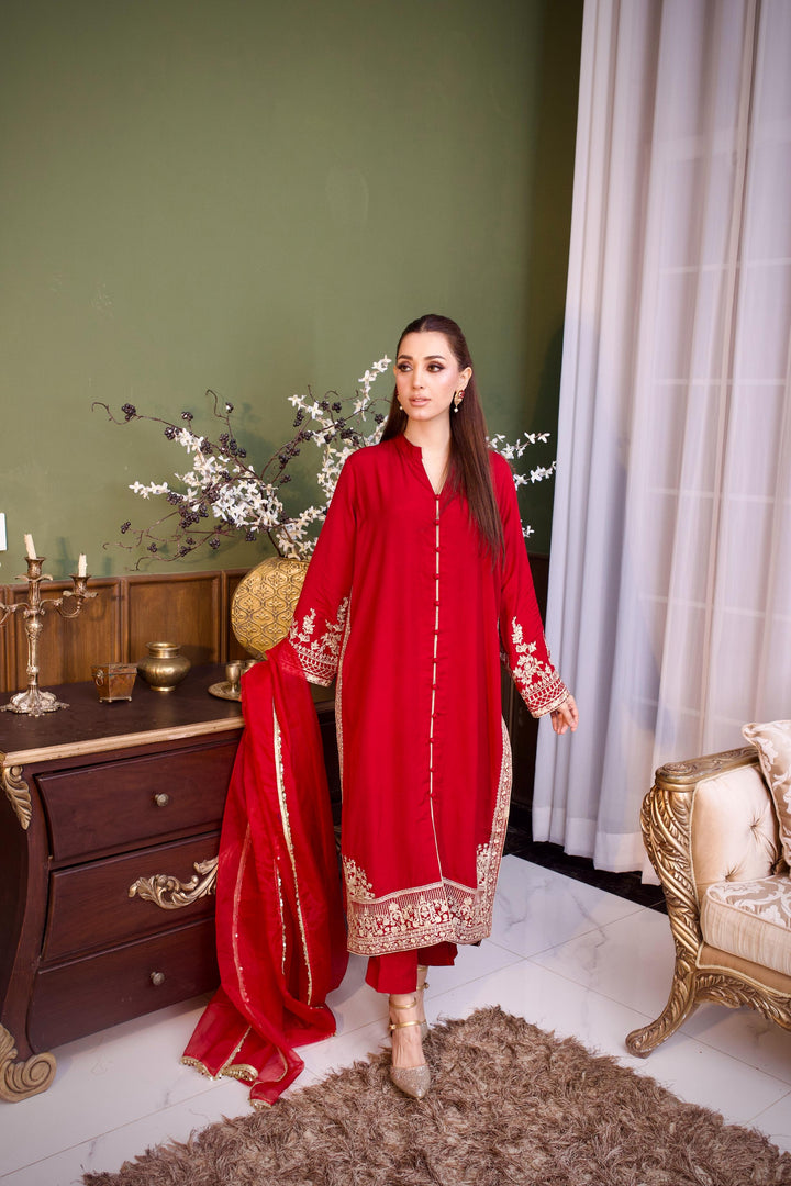 Dilkash by Reezas Women Pret 3 Piece Embroidered Slik Aabroo - Festive Collection