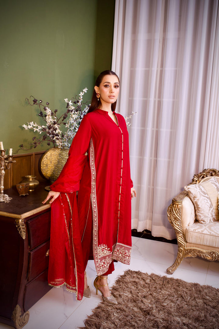 Dilkash by Reezas Women Pret 3 Piece Embroidered Slik Aabroo - Festive Collection