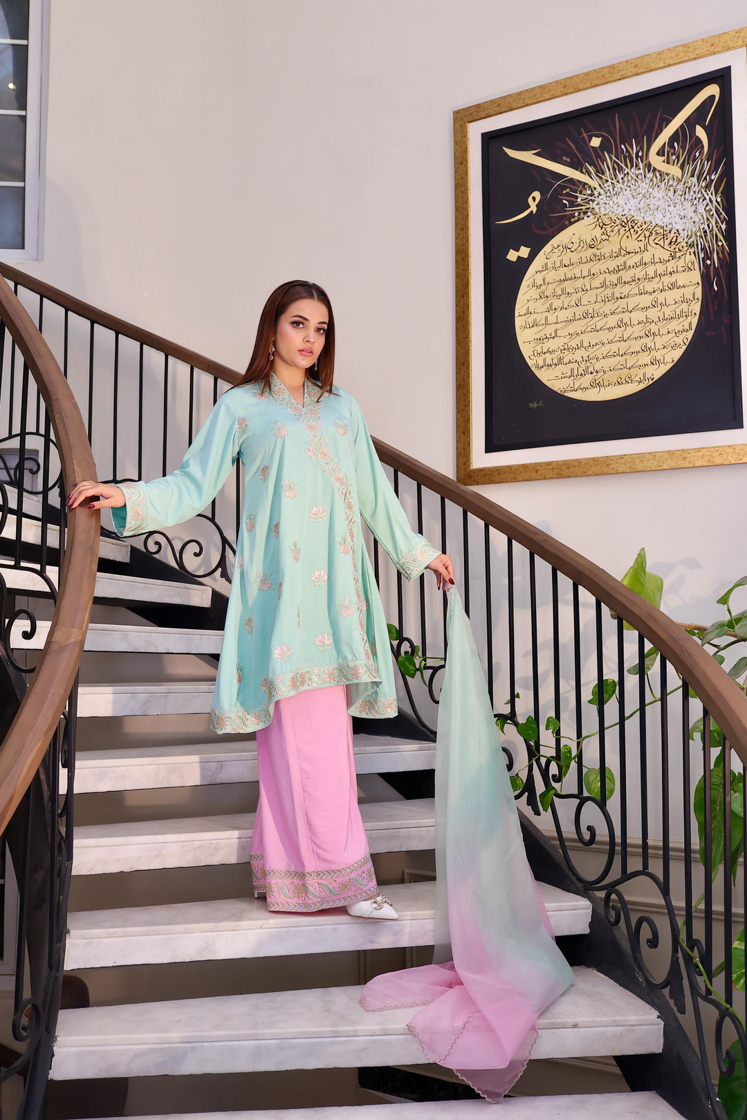 Dilkash by Reezas Women Pret 3 Piece Embroidered Raw Slik Meharqash - Festive Collection