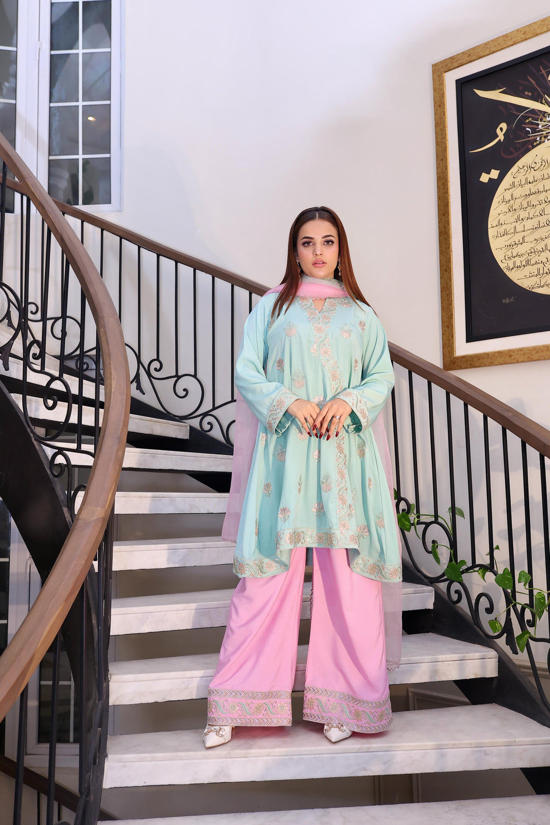 Dilkash by Reezas Women Pret 3 Piece Embroidered Raw Slik Meharqash - Festive Collection