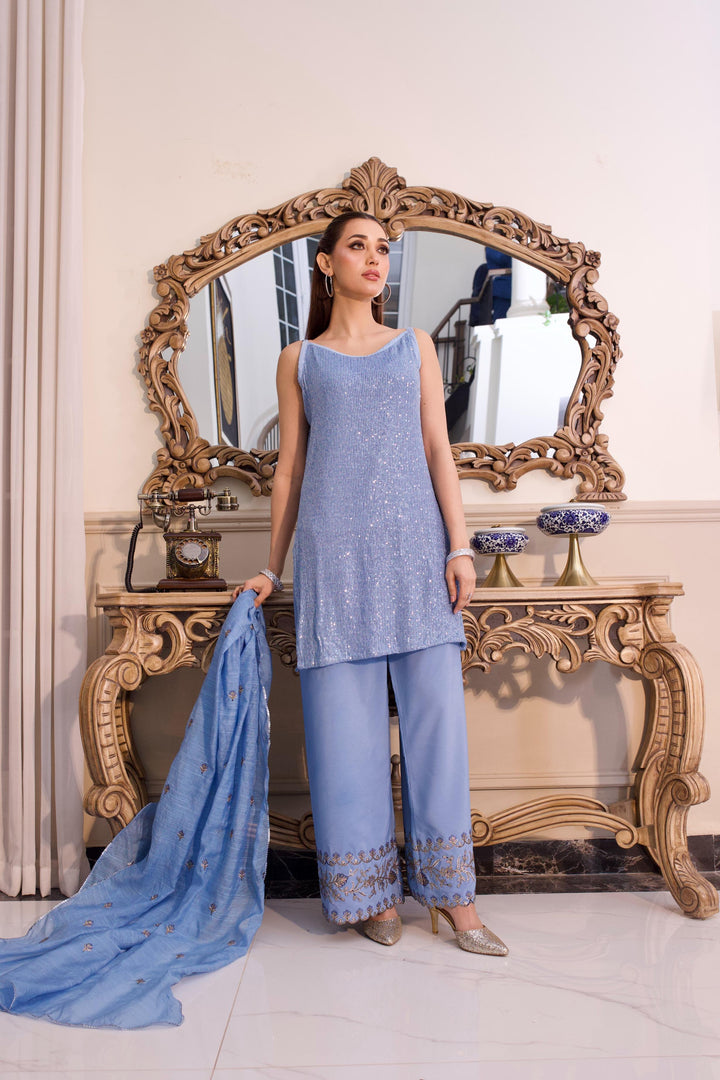 Dilkash by Reezas Women Pret 3 Piece Embroidered Net and Raw Silk Noor e Nazar - Festive Collection