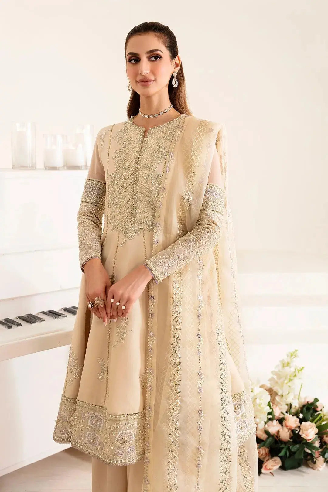 Alizeh Fashion Unstitched Embroidered Chiffon 3 Piece Suit AF26UCF AF-HM-4011-Denis - Festive Collection