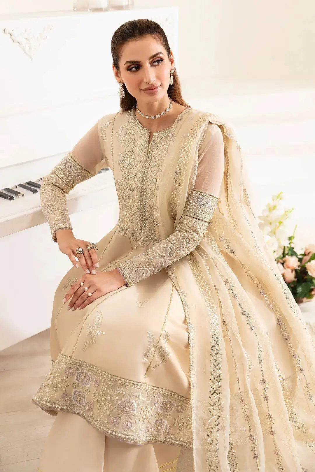 Alizeh Fashion Unstitched Embroidered Chiffon 3 Piece Suit AF26UCF AF-HM-4011-Denis - Festive Collection