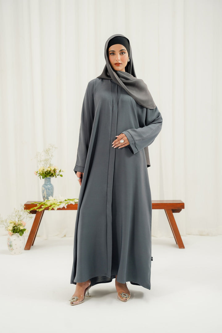 Divinely Crafted Abaya Casual Crepe 1 Piece Safa Abaya | Solid