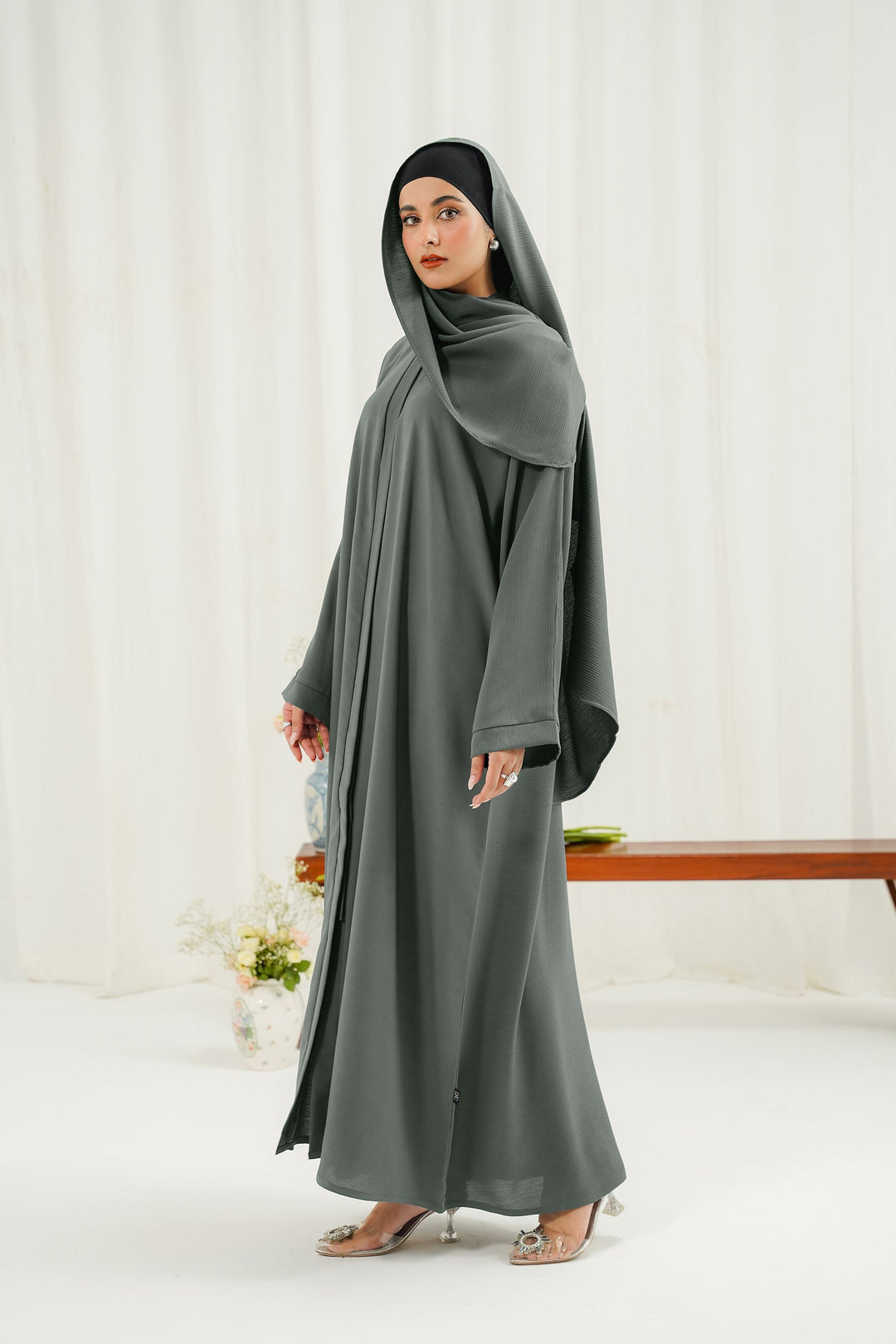 Divinely Crafted Abaya Casual Crepe 1 Piece Khizra Abaya | Buttoned Up