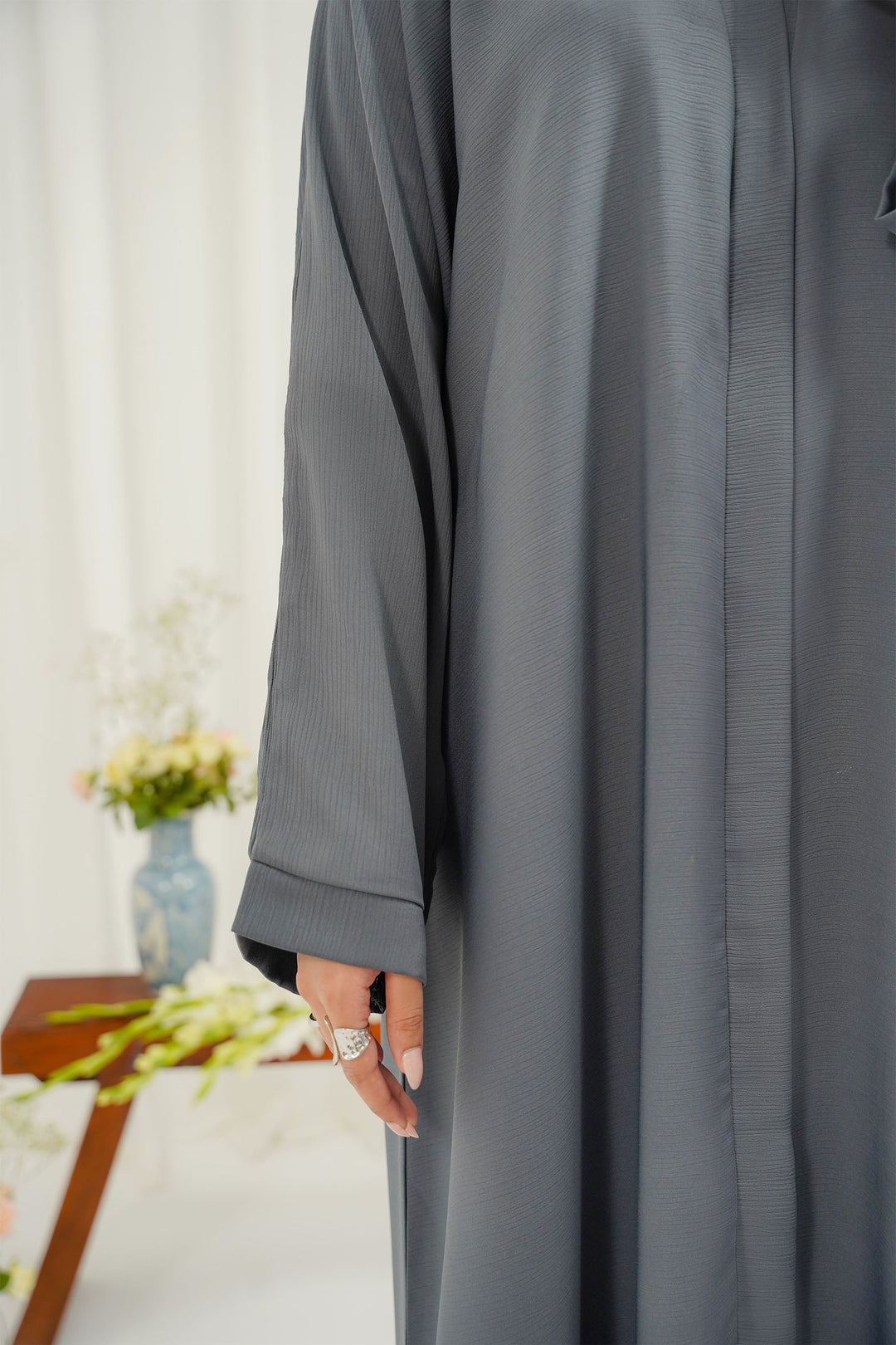 Divinely Crafted Abaya Casual Crepe 1 Piece Safa Abaya | Solid