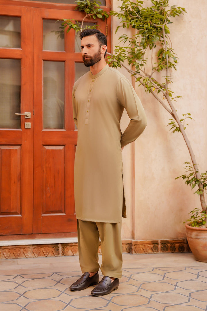 Misaal by Divinely Crafted Solids Shalwar Kameez For Men Mint Green Blended SK425-0325-FG - Summer Collection