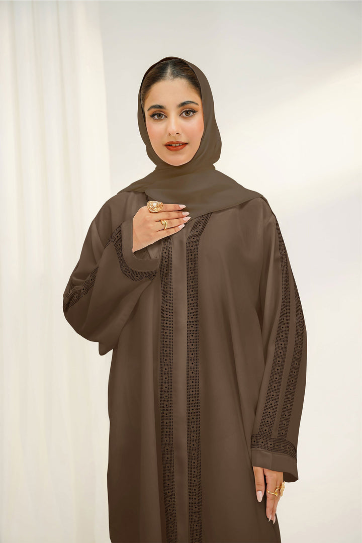 Divinely Crafted Abaya Casual Crepe 1 Piece Ramlah Abaya | Buttoned Up