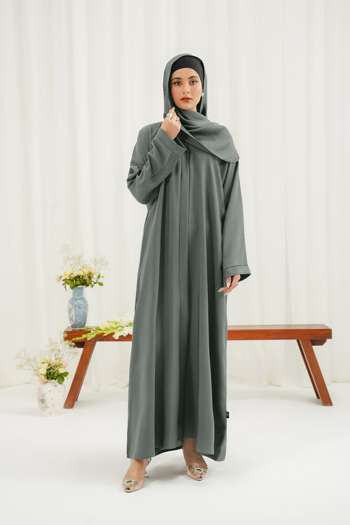 Divinely Crafted Abaya Casual Crepe 1 Piece Khizra Abaya | Buttoned Up