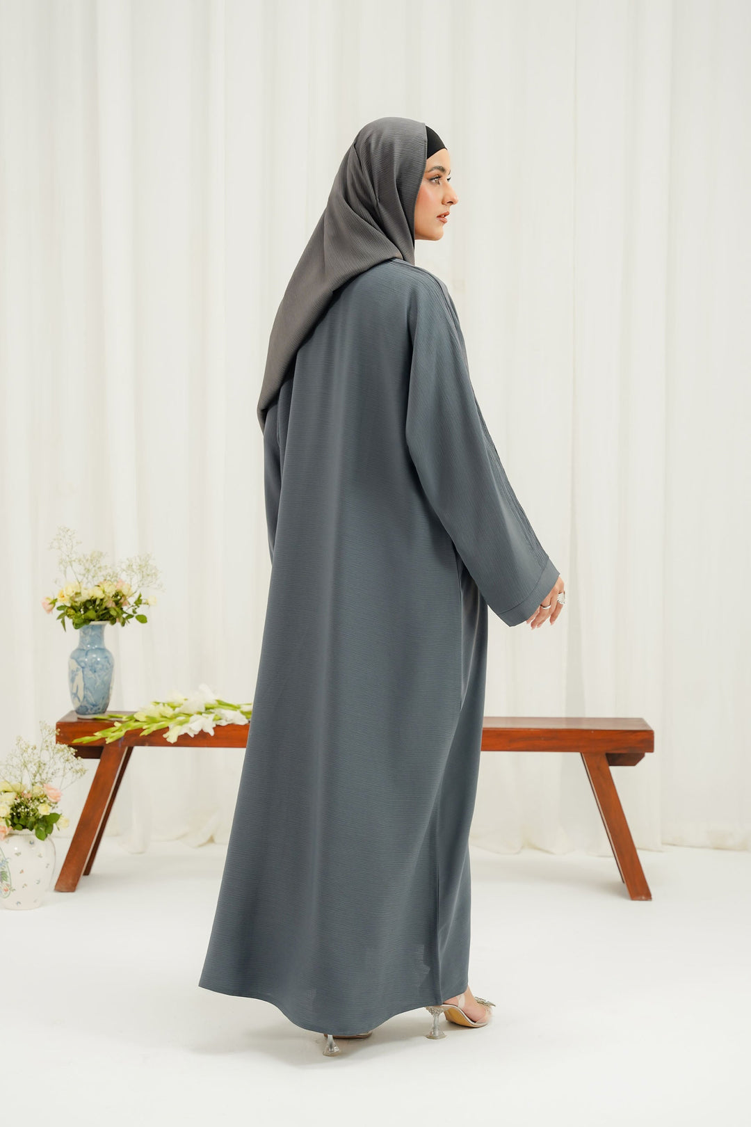 Divinely Crafted Abaya Casual Crepe 1 Piece Safa Abaya | Solid