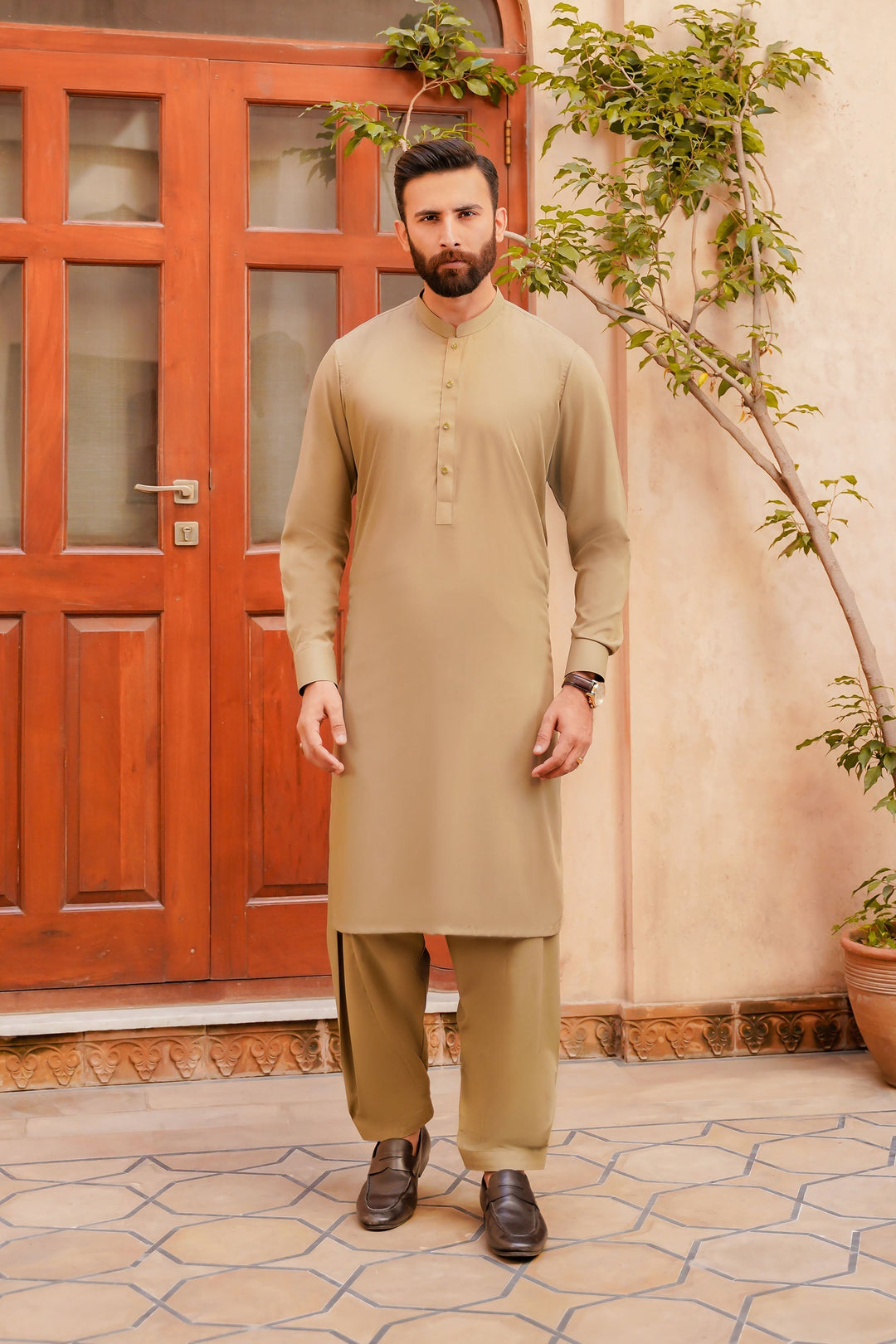 Misaal by Divinely Crafted Solids Shalwar Kameez For Men Mint Green Blended SK425-0325-FG - Summer Collection