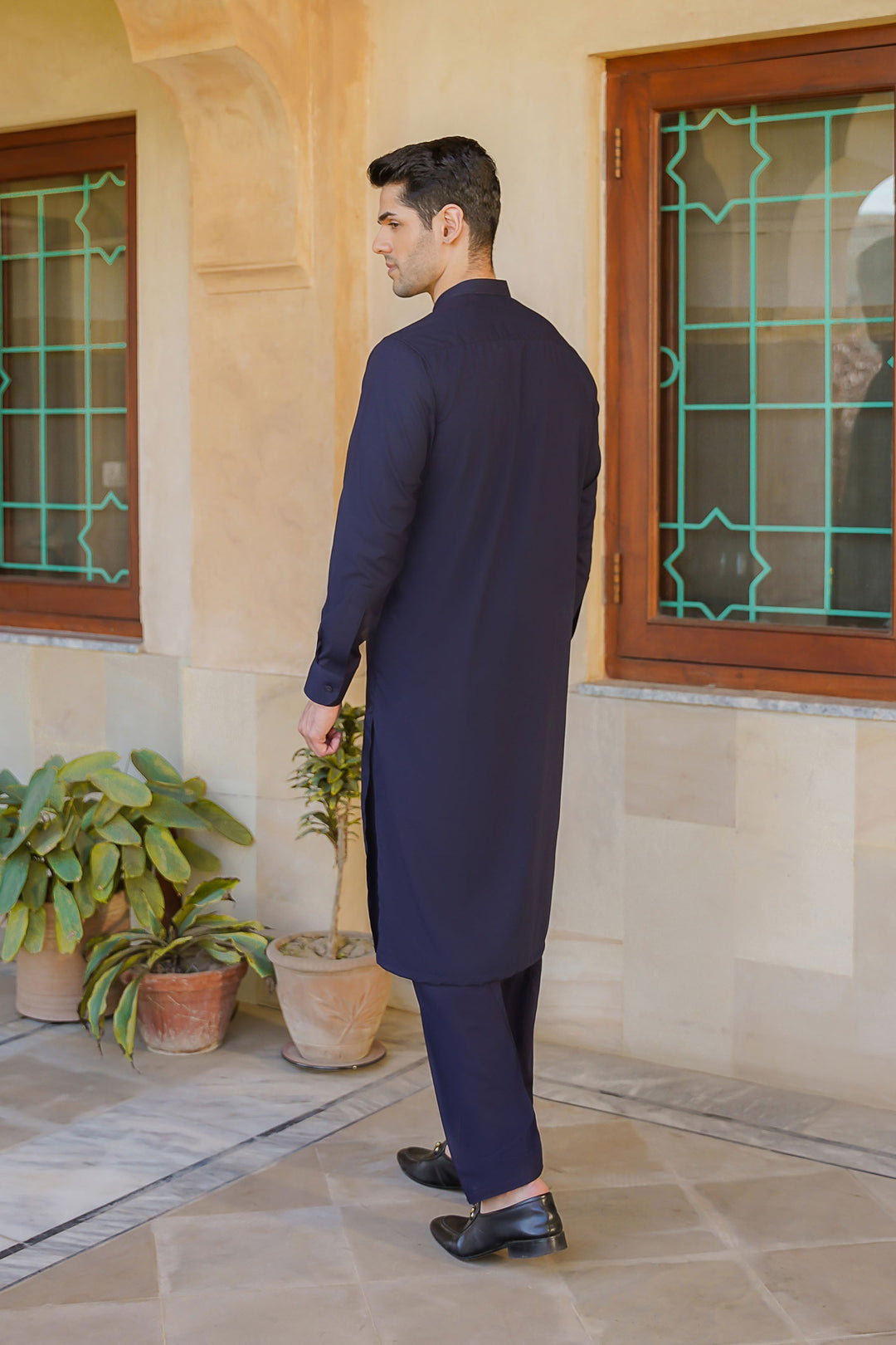 Misaal by Divinely Crafted Solids Shalwar Kameez For Men Regal Blue Blended SK490-0325-RB - Summer Collection