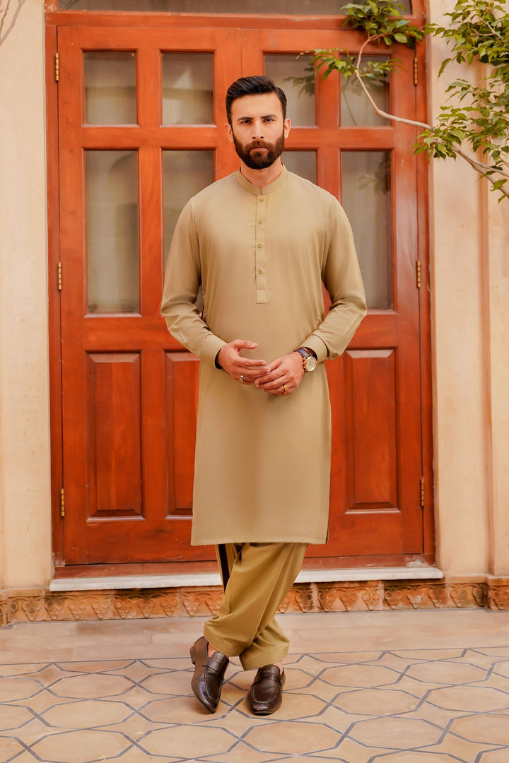 Misaal by Divinely Crafted Solids Shalwar Kameez For Men Mint Green Blended SK425-0325-FG - Summer Collection