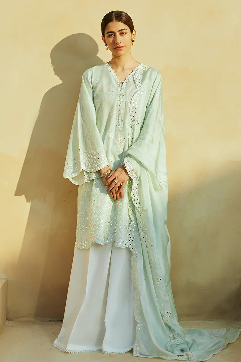 Cross Stitch Embroidered Lawn Suits Unstitched 3 Piece CS24PL D-06 Whisper Mint - Summer Collection