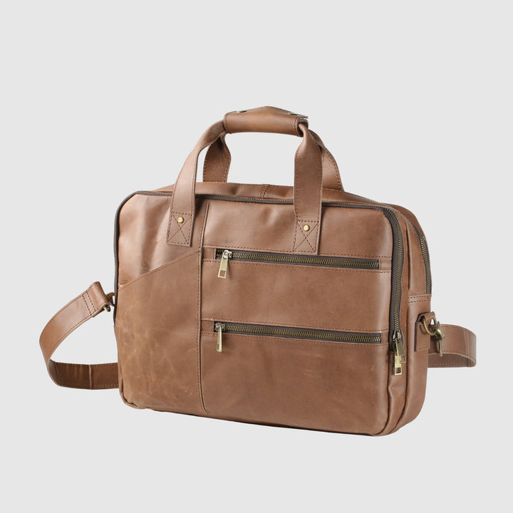 Lafanzo Unisex Leather Legacy Laptop Bag Classic Brown - Accessories Collection