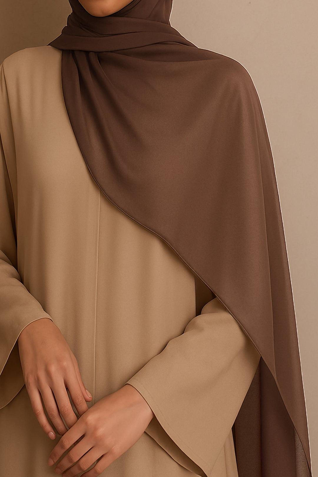 Divinely Crafted Chiffon Solids Hijab 1 Piece Dark Brown HJ-CHF-006 - Summer Collection