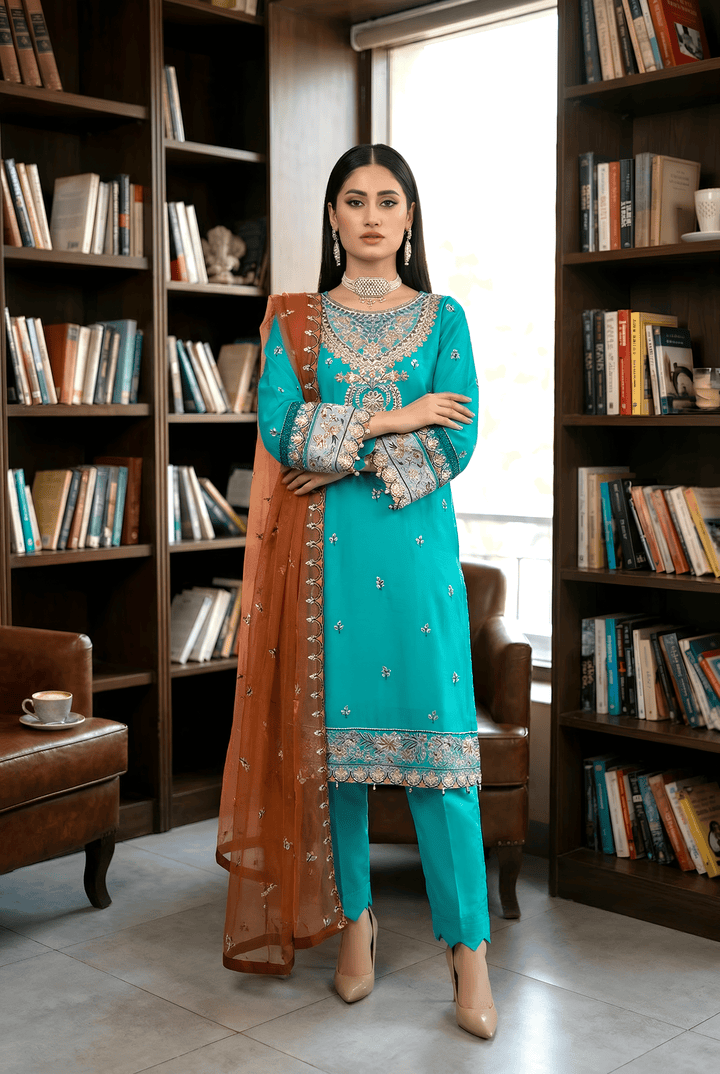 Maher E Naseeb by Maherposh RTW Embroidered Chiffon 3 Piece Suit FHM-2047 Festive Collection