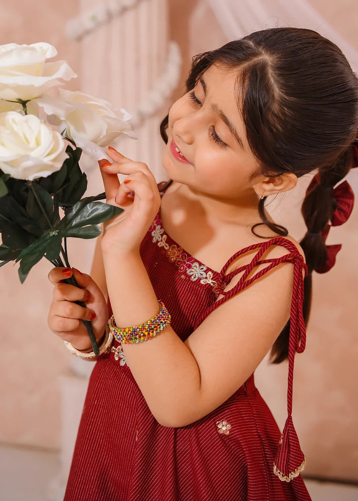 Modest Girls RTW Embroidered Mesuri 3 Piece Suit Red Festive Collection