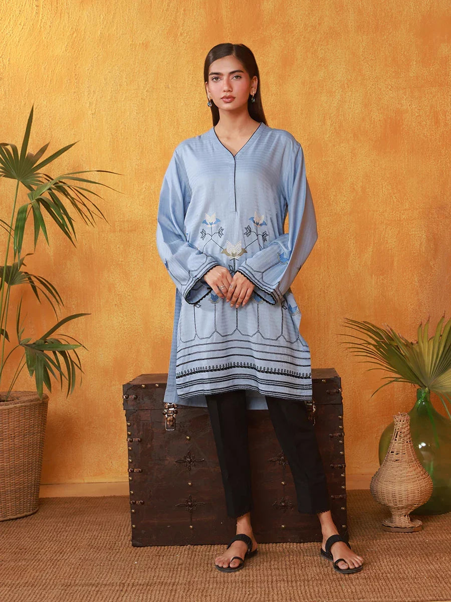 Salitex Women Embroidered Slub 1 Piece Shirt WRTKBA24AL218 - Winter Collection
