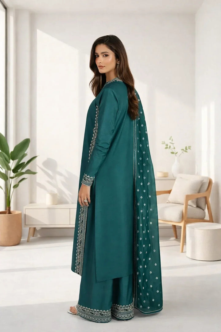 Silk Atelier by Jamni RTW Embroidered Korean Silk 3 Piece Suit OCEANETTE Festive Collection