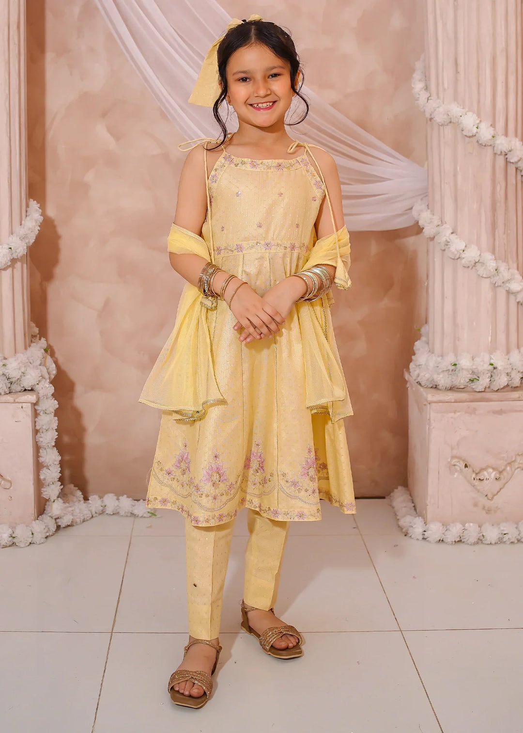Modest Girls RTW Embroidered Mesuri 3 Piece Suit Yellow Festive Collection