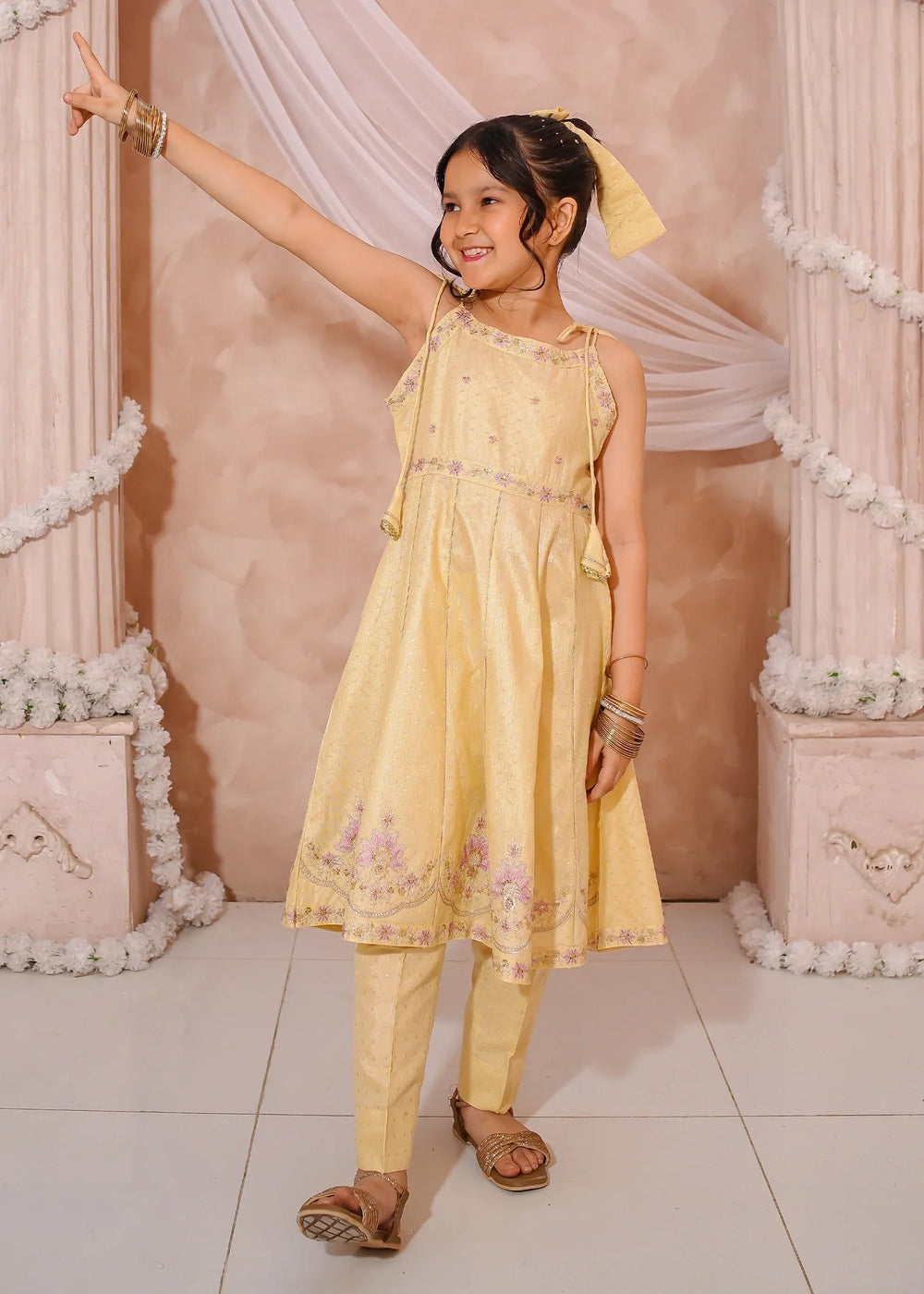 Modest Girls RTW Embroidered Mesuri 3 Piece Suit Yellow Festive Collection