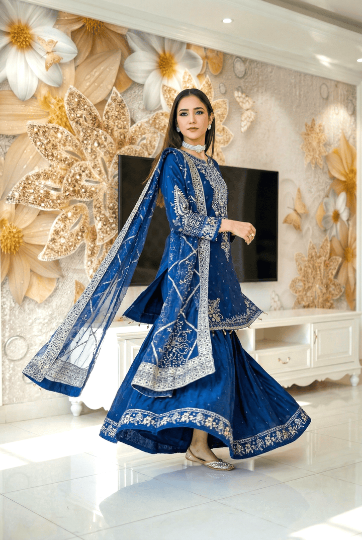 Chashni by Maherposh RTW Embroidered Raw Silk 3 Piece Suit FHM-1046 Festive Collection