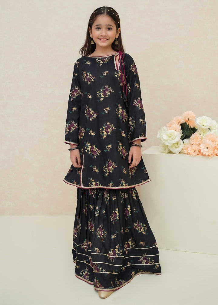 Modest Girls RTW Printed Silk 3 Piece Suit Black Wedding Collection