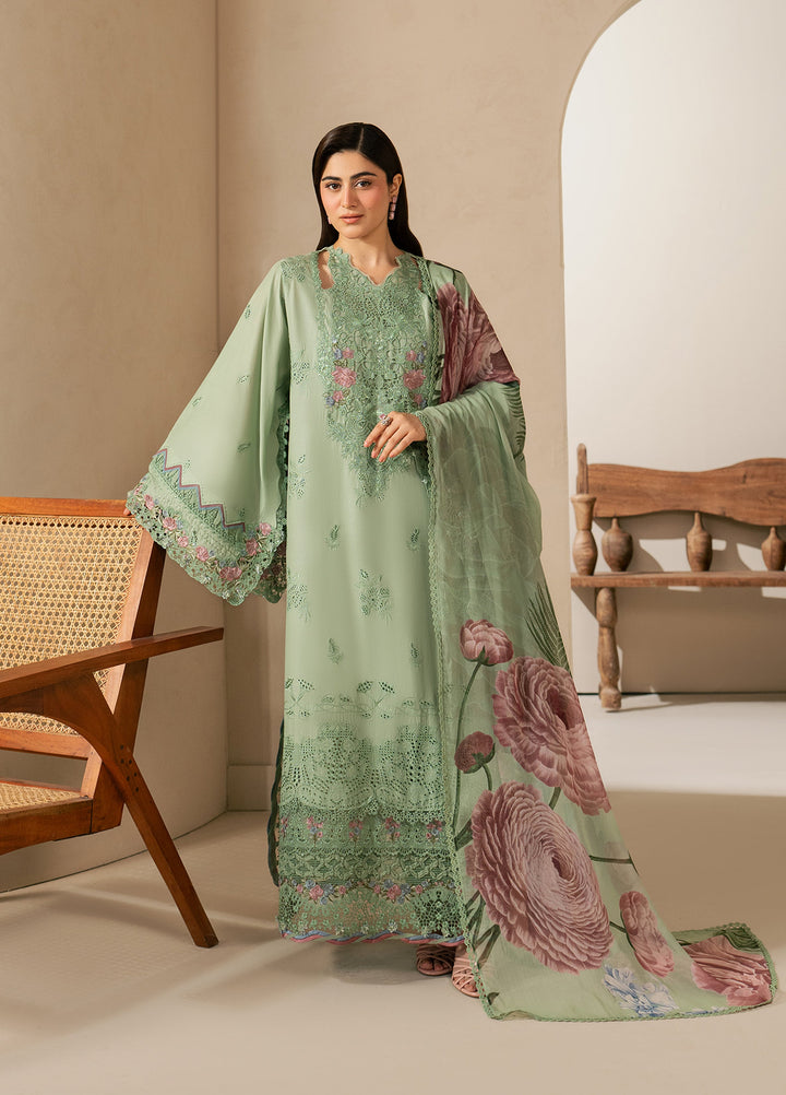 E-Craft by Elaf Unstitched Embroidered Lawn 3 Piece Suit EHC-4B Aloe - Casual Collection