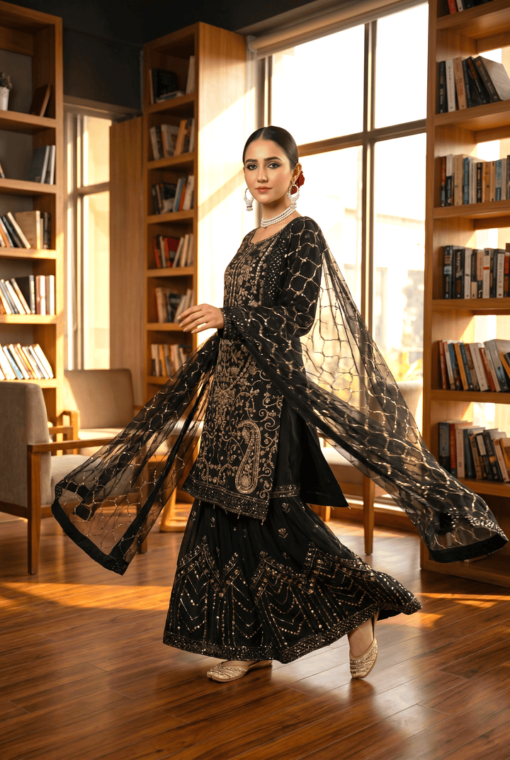 Chashni by Maherposh RTW Embroidered Raw Silk 3 Piece Suit FHM-1044 Festive Collection