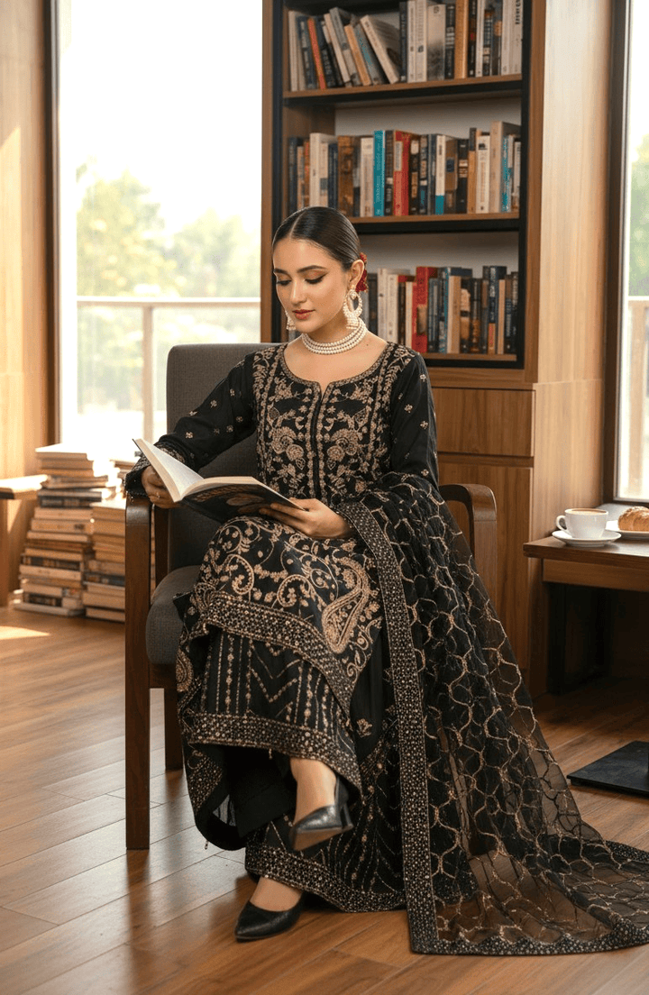 Chashni by Maherposh RTW Embroidered Raw Silk 3 Piece Suit FHM-1044 Festive Collection