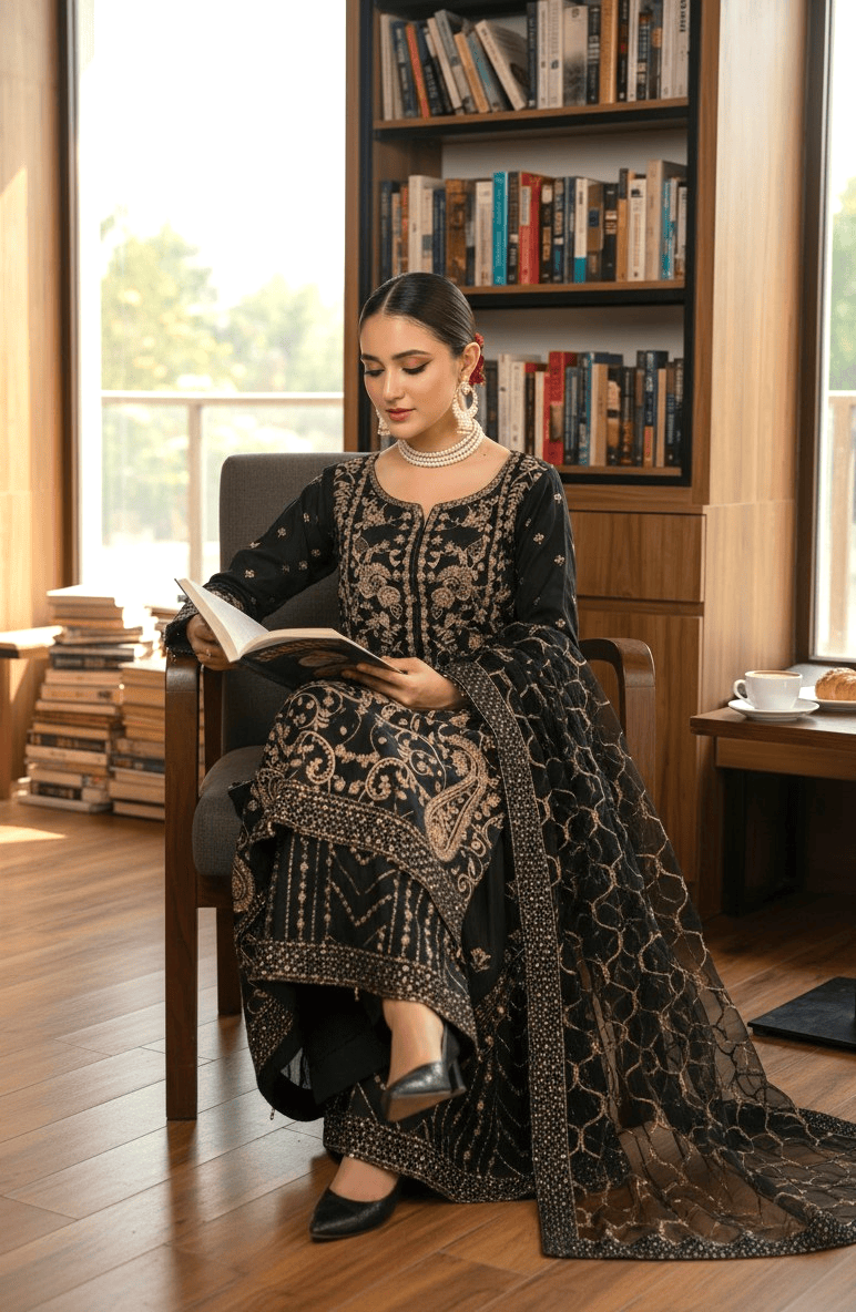 Chashni by Maherposh RTW Embroidered Raw Silk 3 Piece Suit FHM-1044 Festive Collection