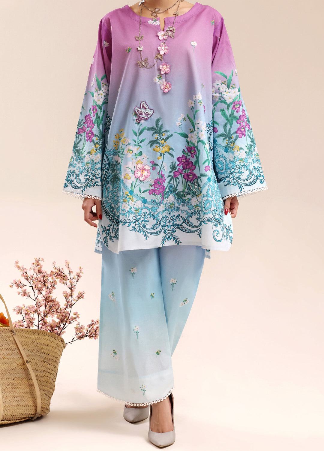Riley Women RTW Embroidered Lawn 2 Piece Suit RL26RL Lavender Meadows - Casual Collection