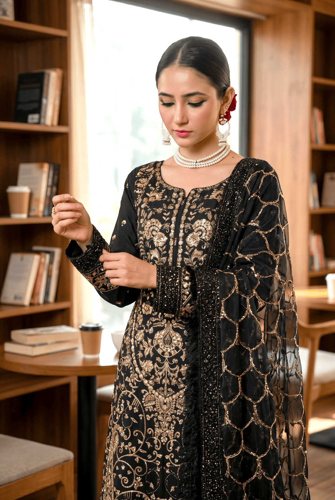 Chashni by Maherposh RTW Embroidered Raw Silk 3 Piece Suit FHM-1044-P Festive Collection