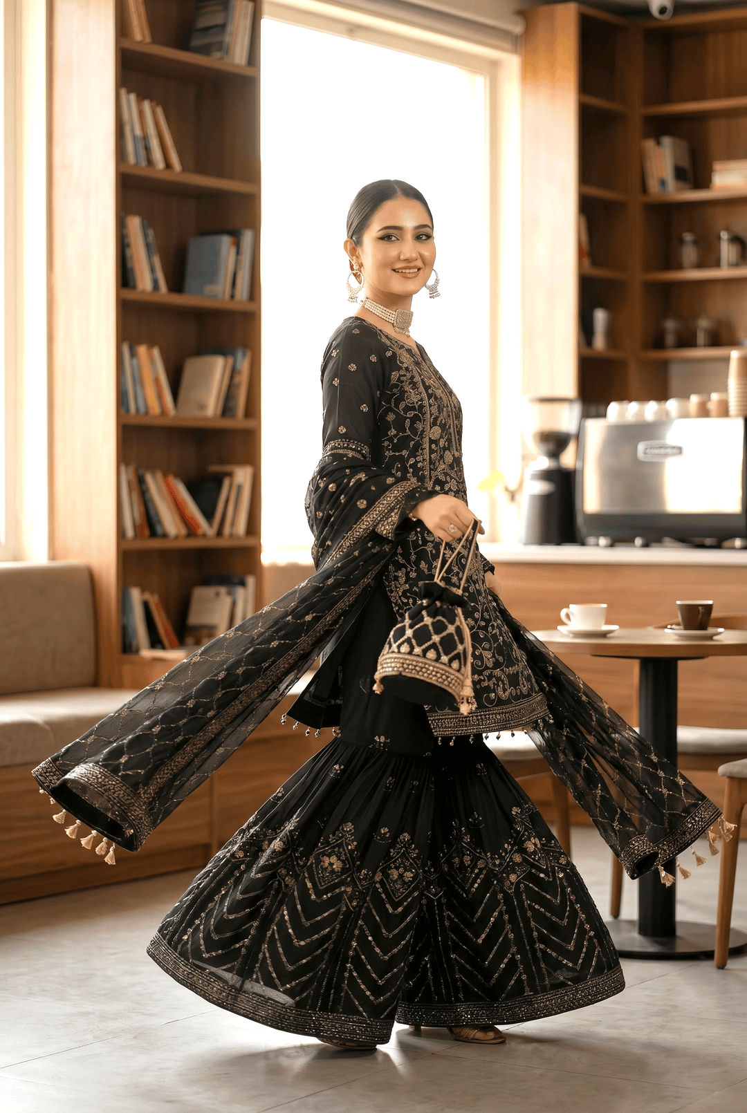 Chashni by Maherposh RTW Embroidered Raw Silk 3 Piece Suit FHM-1044-P Festive Collection
