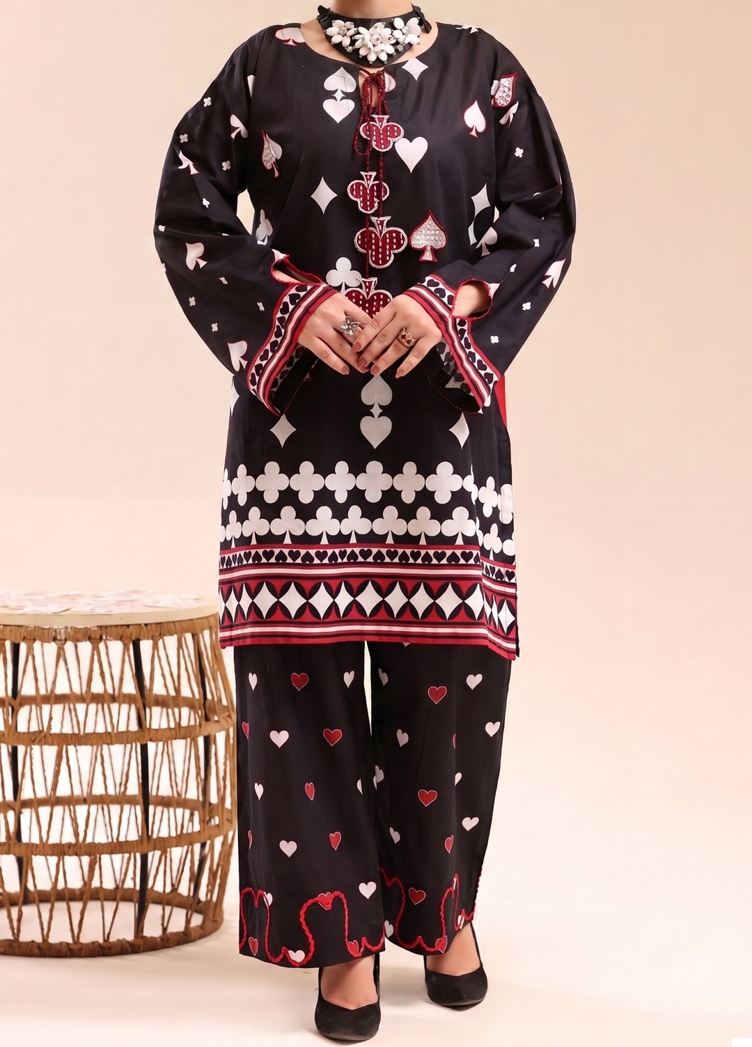 Riley Women RTW Embroidered Lawn 2 Piece Suit RL26RL Queen of Hearts - Casual Collection