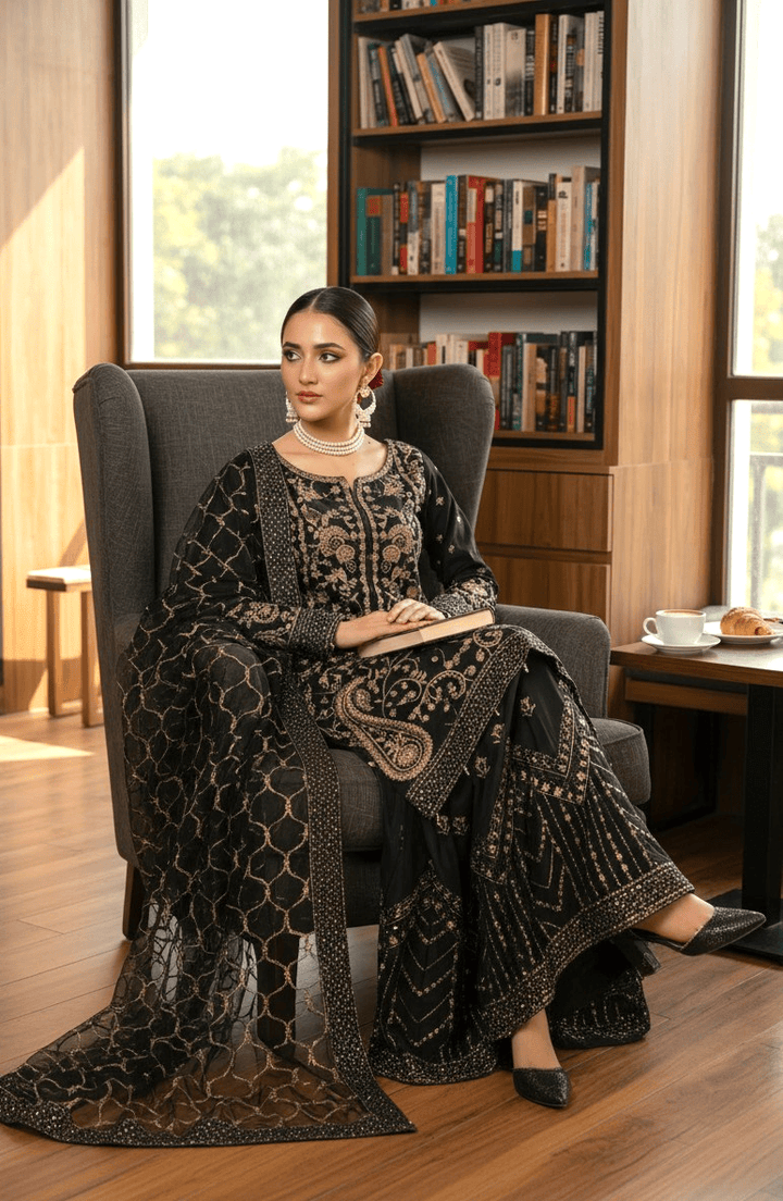 Chashni by Maherposh RTW Embroidered Raw Silk 3 Piece Suit FHM-1044-P Festive Collection