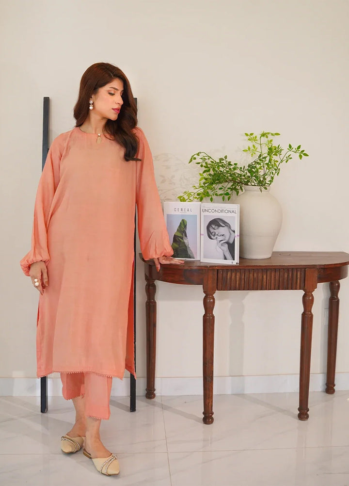 Luxe by Menaal RTW Solids Viscose Lawn 2 Piece Suit PEACHLET - Casual Collection