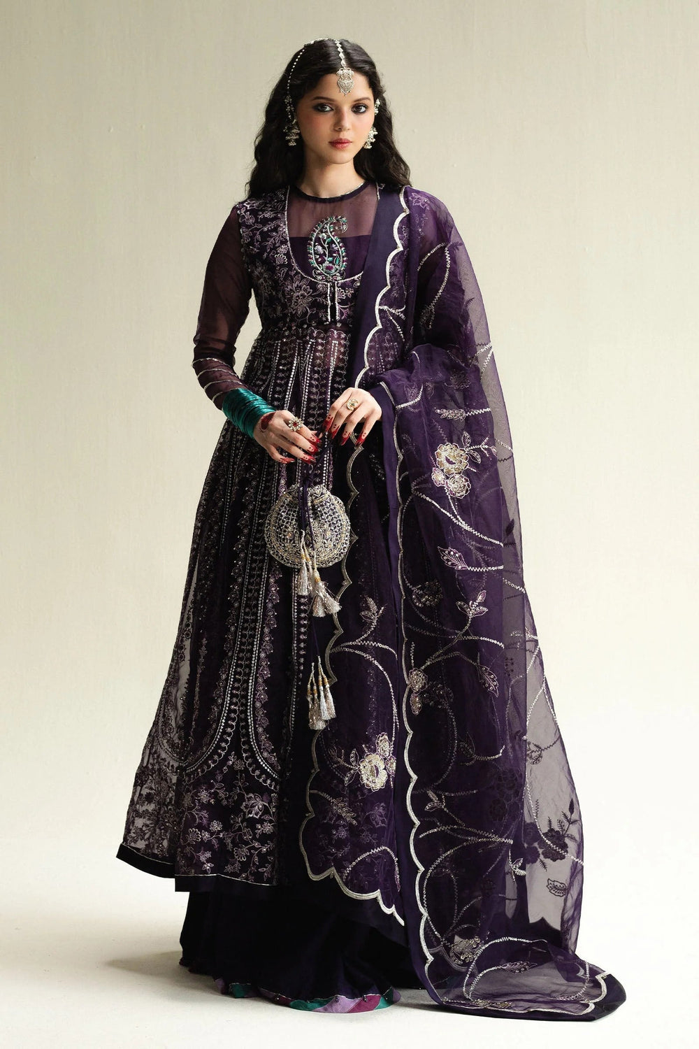Zara Shahjahan Unstitched Wedding Embroidered Organza Suits 3 Piece ZS25WU D-3 Ziya - Wedding Collection