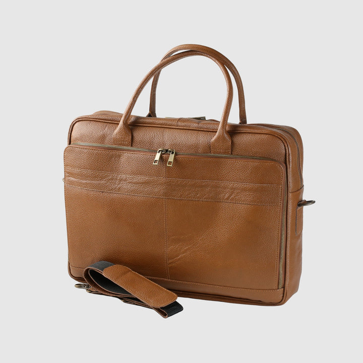 Lafanzo Unisex Leather Executive Laptop Bag Tan - Accessories Collection