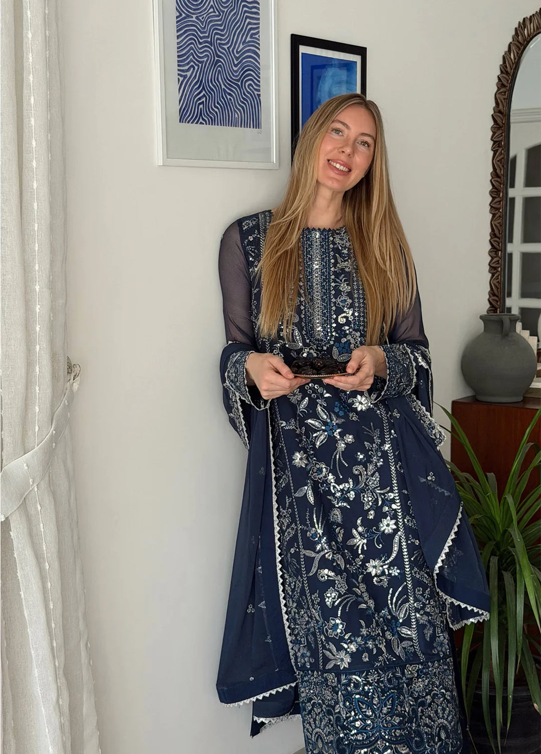 Maison d'or by Sahane RTW Embroidered Chiffon 3 Piece Suit CT 27002P Nael - Festive Collection