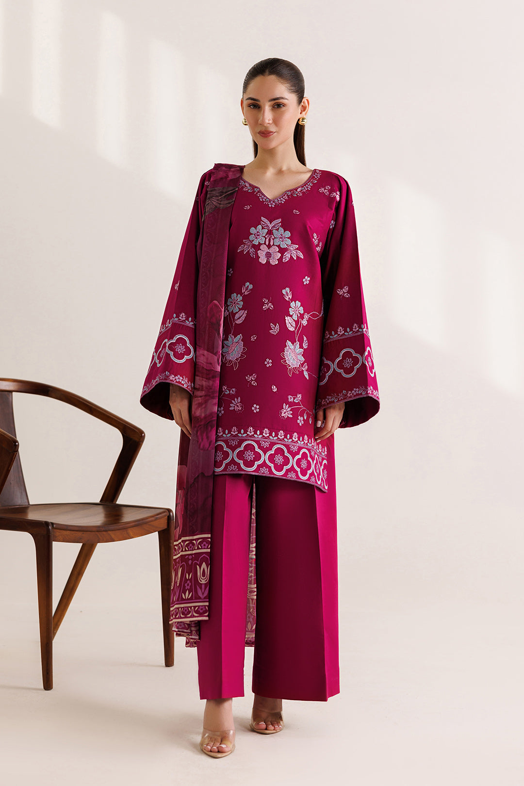 Mistfall by Panache Apparel RTW Embroidered Cotton 3 Piece Suit avelis Eid Collection