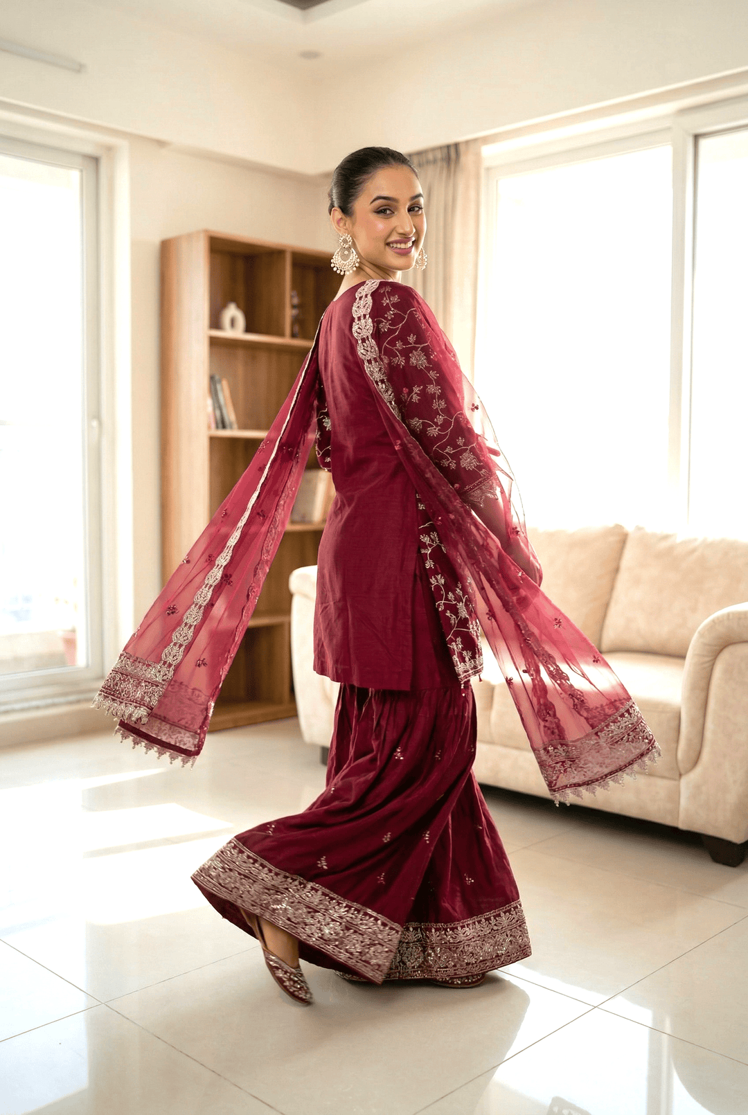 Chashni by Maherposh RTW Embroidered Raw Silk 3 Piece Suit FHM-1045-M Festive Collection